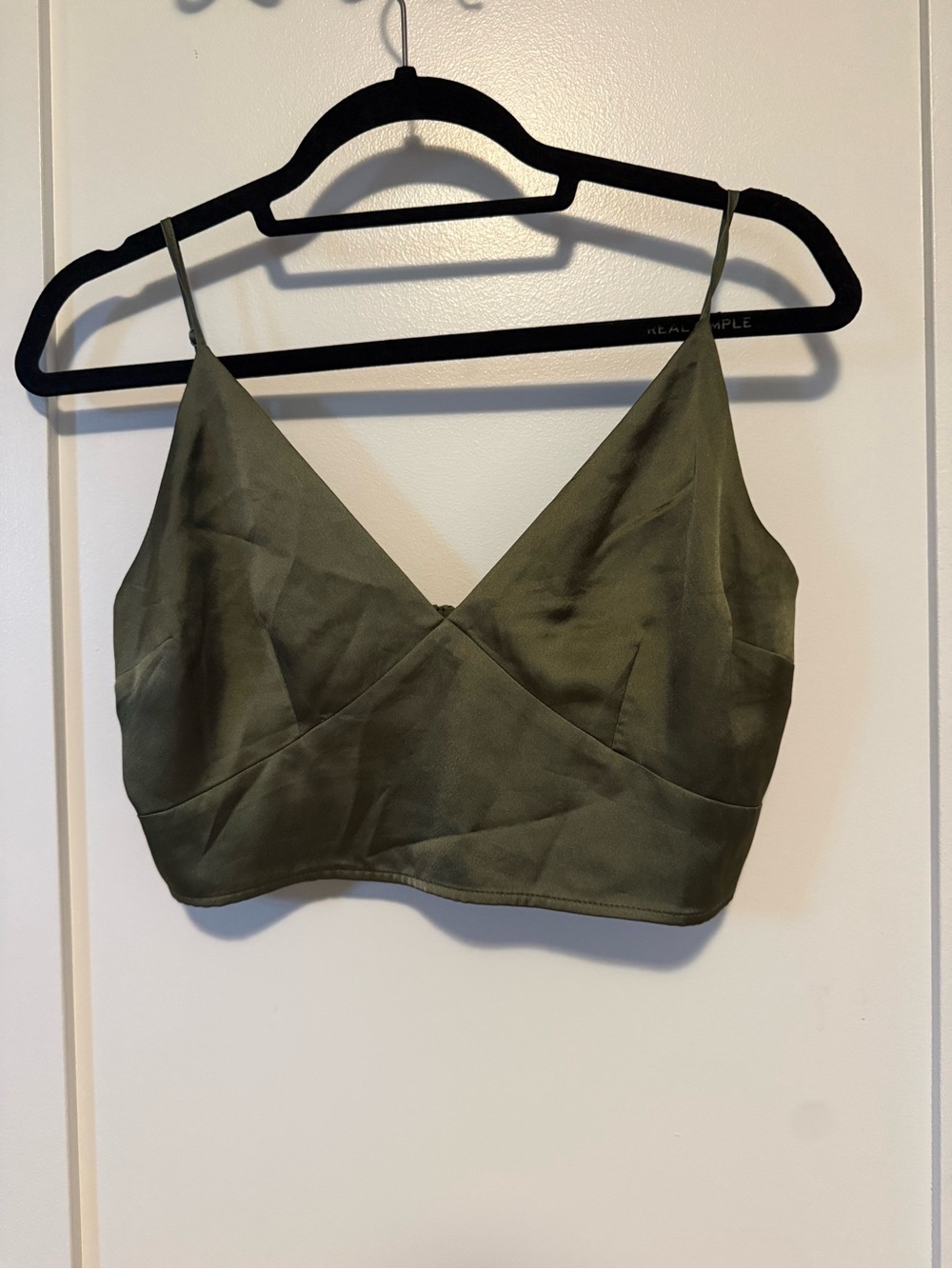 Abercrombie & Fitch Olive Green V-Neck satin top
